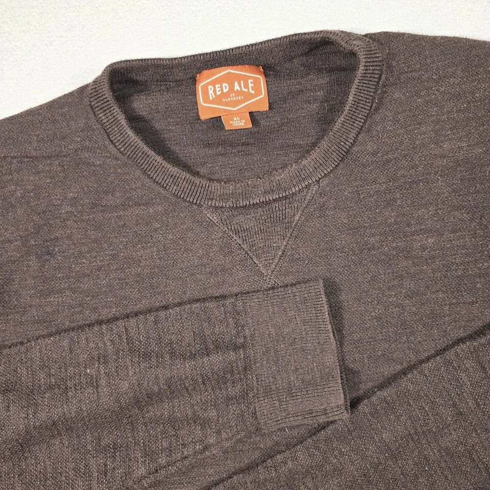Red Ale Mens XL‎ Brown Sweater Pullover Crew Neck 100% Cotton Long Sleeve